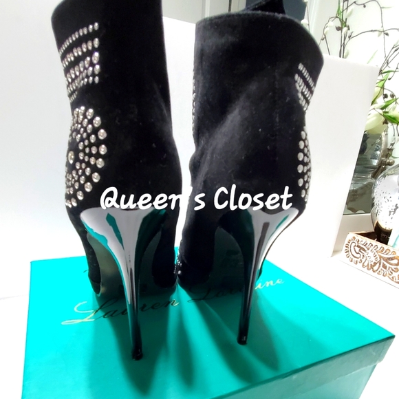 Lauren Lorraine | Women's Suede & Rhinestone Accented Booties - Picture 5 of 6